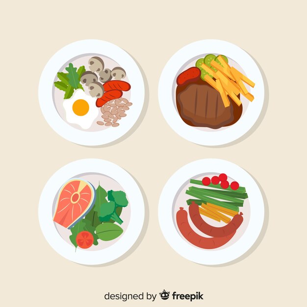 Colección platos comida planos