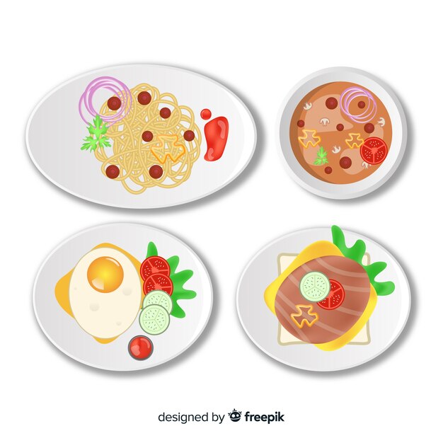 Colección platos comida planos