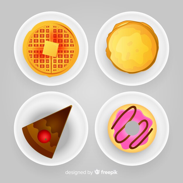 Colección de platos de comida realista