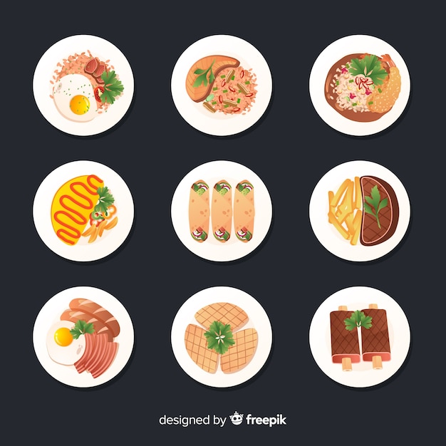 Vector gratuito colección platos comida realista