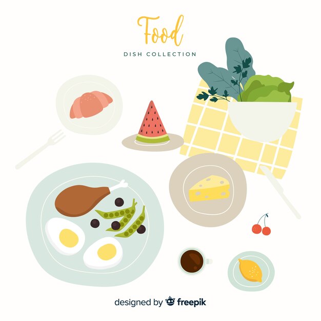 Colección platos de comida ricos