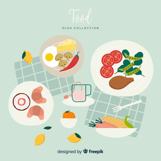 Colección platos de comida ricos