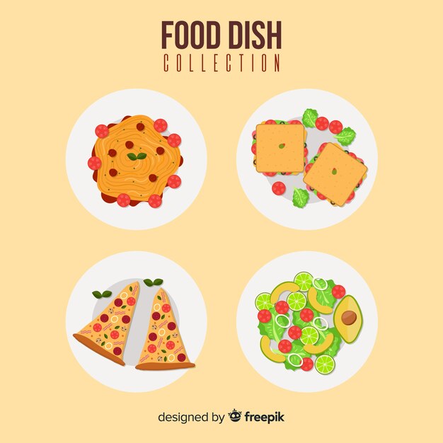 Colección platos de comida ricos
