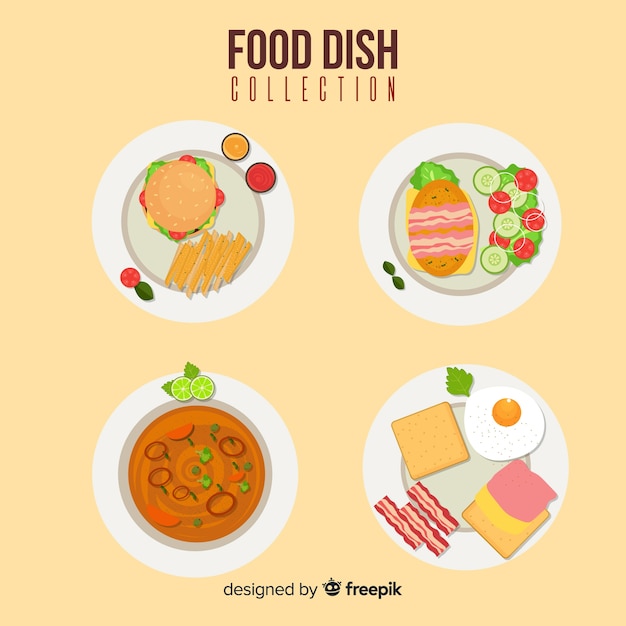 Colección platos de comida ricos