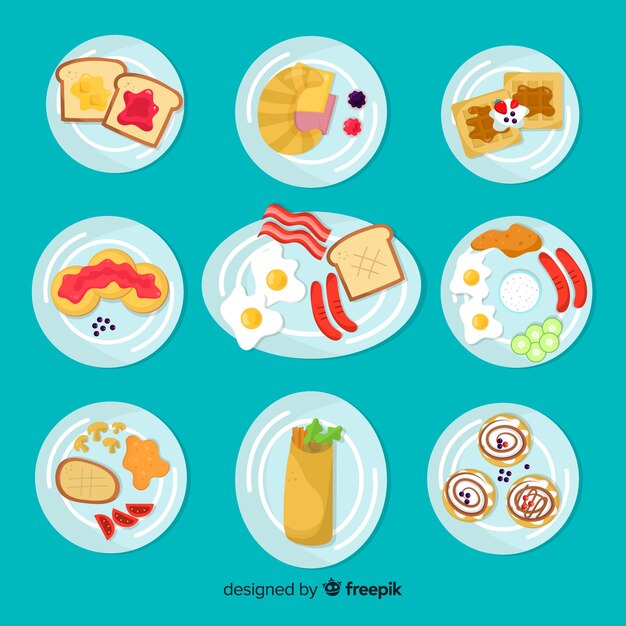 Colección platos de comida ricos