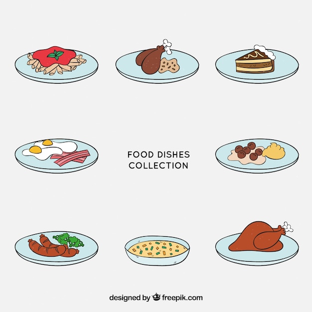 Colección de platos de comida