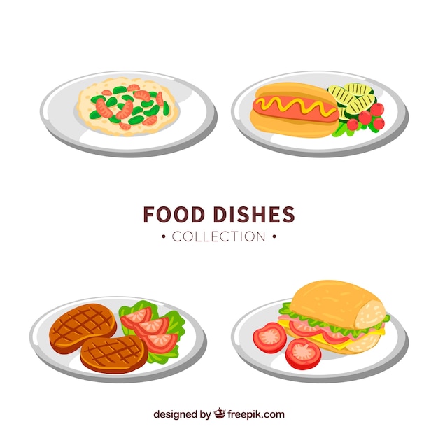 Vector gratuito colección de platos de comida