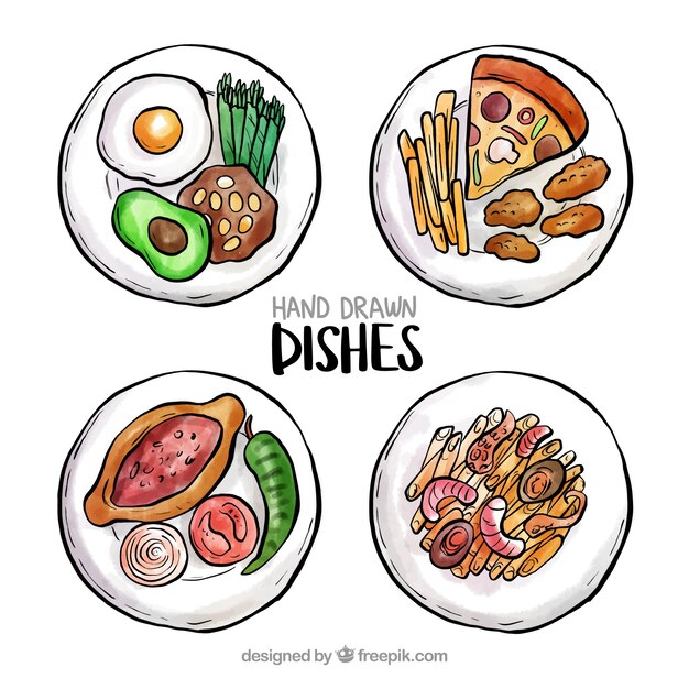 Colección de platos de comida