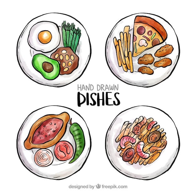 Colección de platos de comida