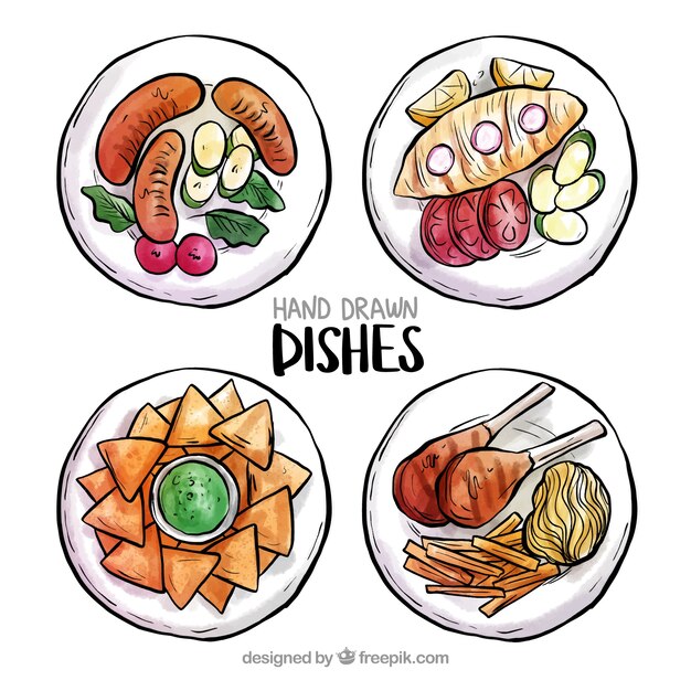 Colección de platos de comida