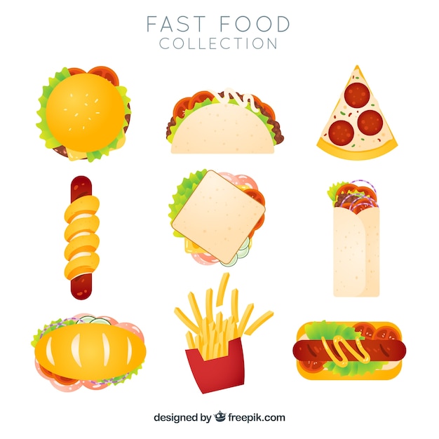 Vector gratuito colección de platos con comida