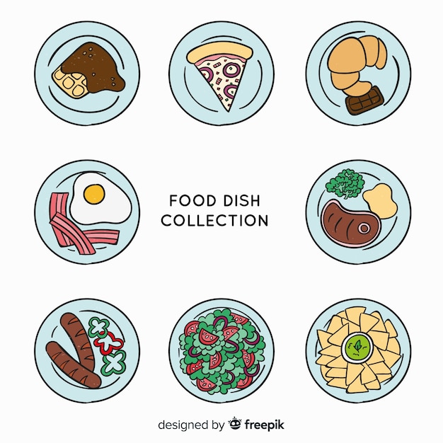 Colección de platos de comida