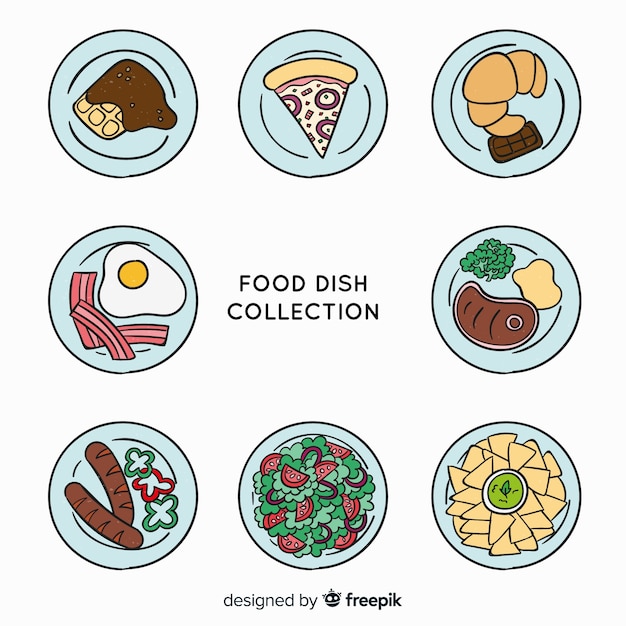 Vector gratuito colección de platos de comida