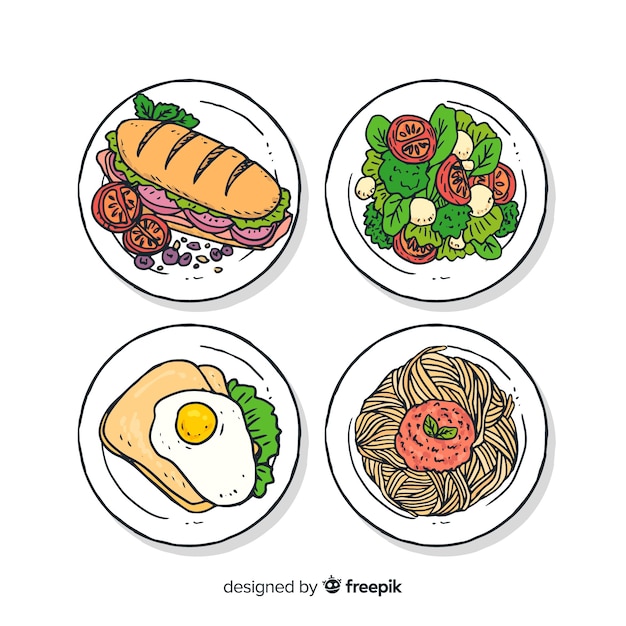 Vector gratuito colección de platos de comida