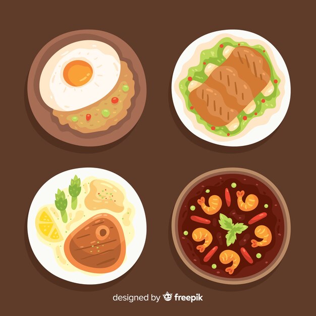 Colección de platos de comida