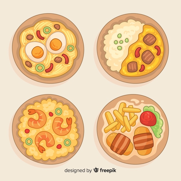 Vector gratuito colección de platos de comida