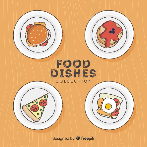 Colección de platos de comida