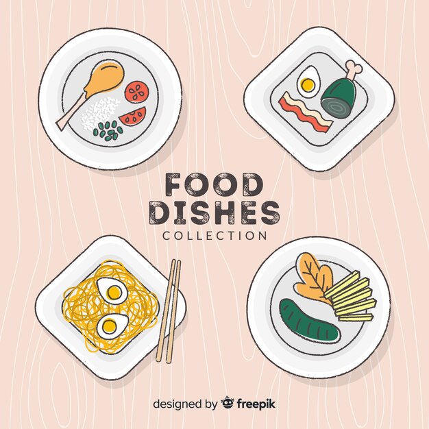 Colección de platos de comida