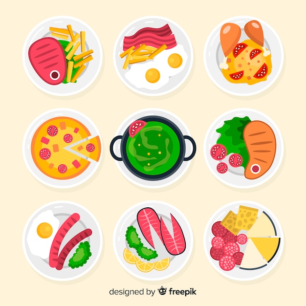 Vector gratuito colección de platos de comida