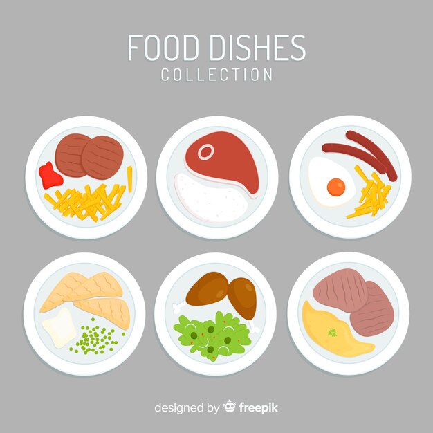 Colección de platos de comida