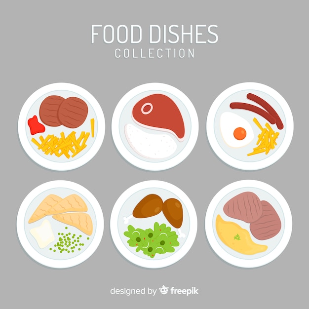 Colección de platos de comida