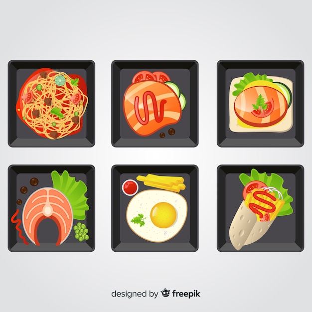 Vector gratuito colección platos comida