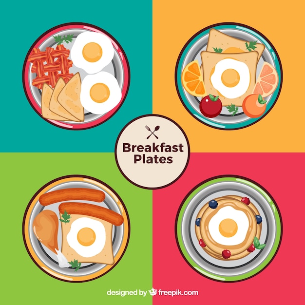 Vector gratuito colección de platos de desayuno