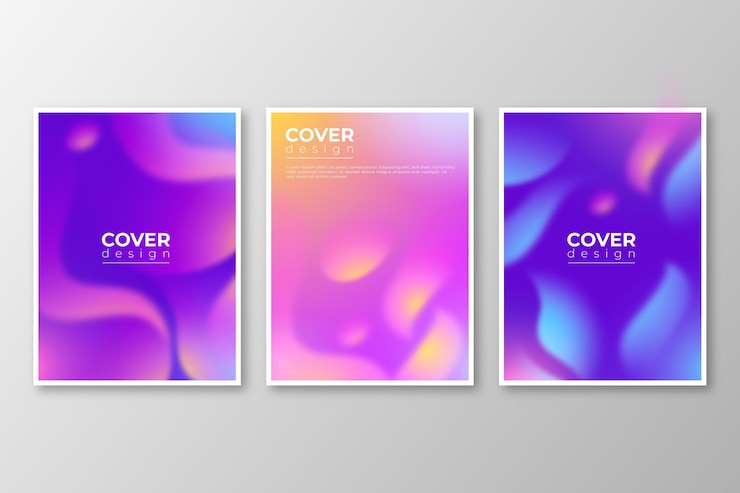 Vector gratuito colección de portada borrosa abstracta degradada