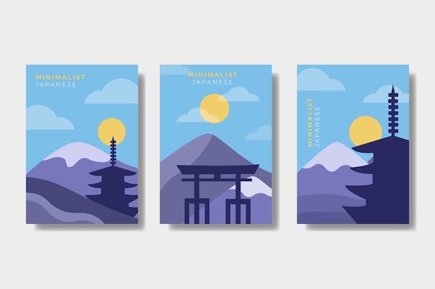 Vector gratuito colección de portada minimalista japonesa