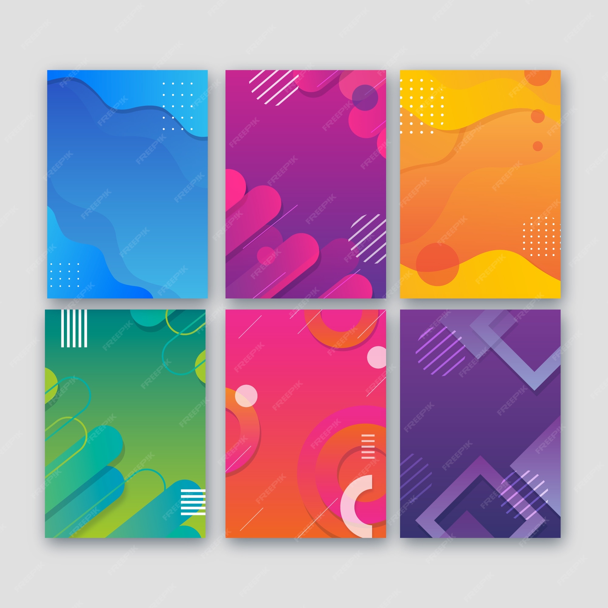 Colección de portadas abstractas de varias formas | Vector Gratis