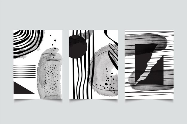 Colección de portadas de acuarela abstracta incolora