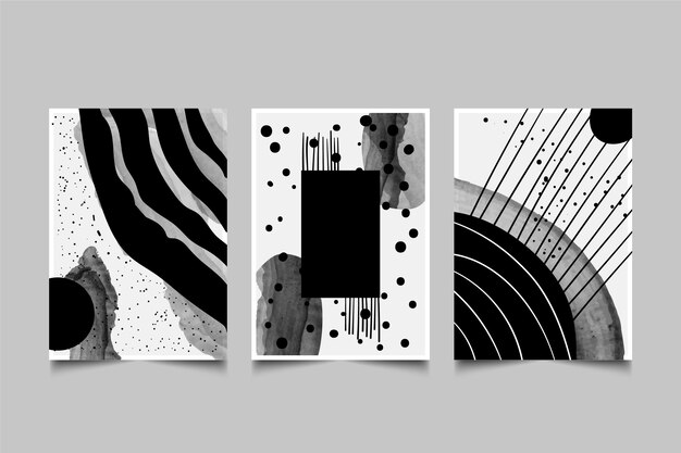 Colección de portadas de acuarela abstracta incolora
