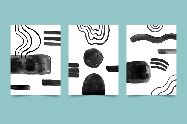 Colección de portadas de acuarela abstracta incolora