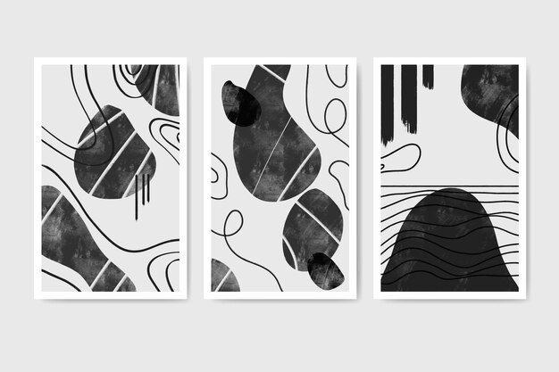 Colección de portadas de acuarela abstracta incolora