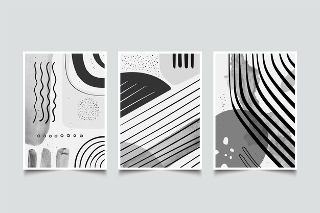 Colección de portadas de acuarela abstracta incolora