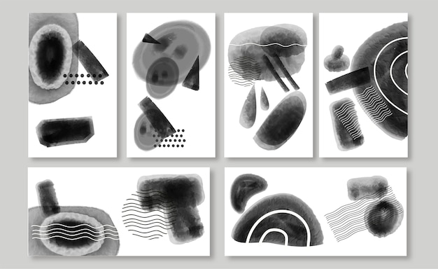 Vector gratuito colección de portadas de acuarela abstracta incolora