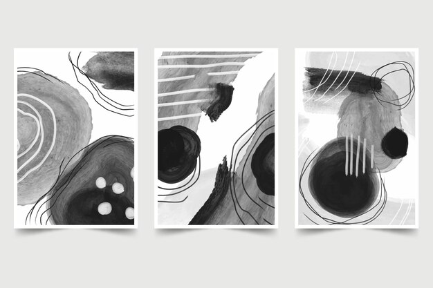 Colección de portadas de acuarela abstracta incolora