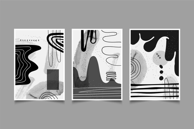 Colección de portadas de acuarela abstracta incolora