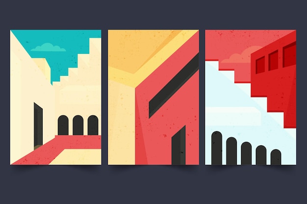 Vector gratuito colección de portadas de arquitectura mínima