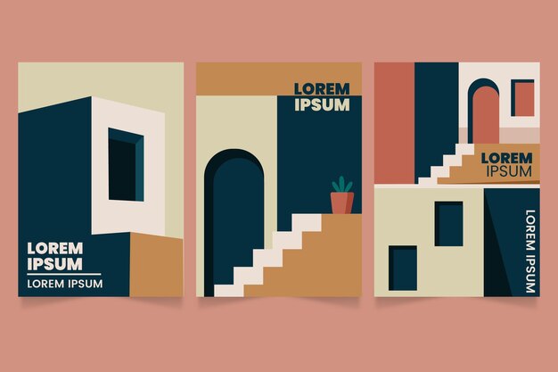 Colección de portadas de arquitectura minimalista
