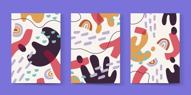 Colección de portadas de arte abstracto dibujado a mano
