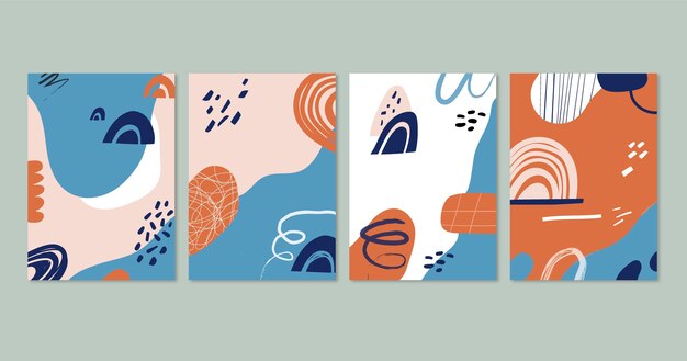 Colección de portadas de arte abstracto dibujado a mano