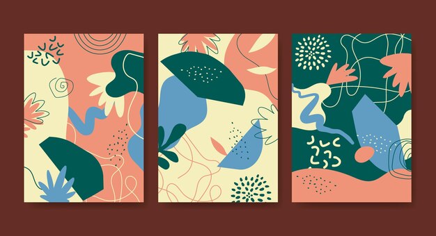 Colección de portadas de arte abstracto dibujado a mano