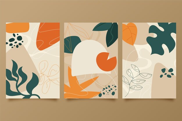Colección de portadas de arte abstracto dibujado a mano