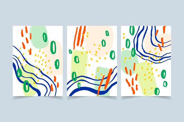 Colección de portadas de arte abstracto pintadas a mano.