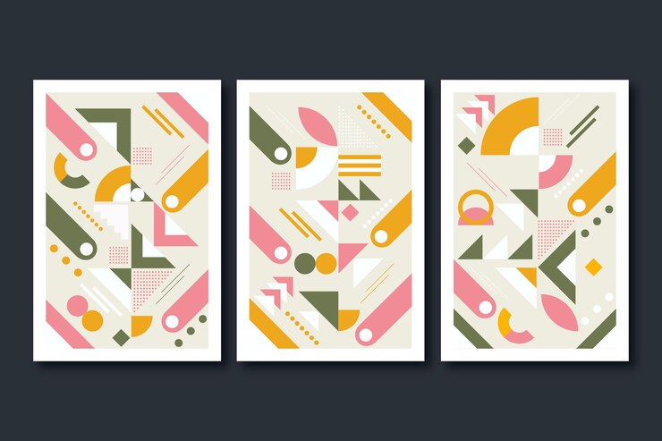 Vector gratuito colección de portadas de arte abstracto plano