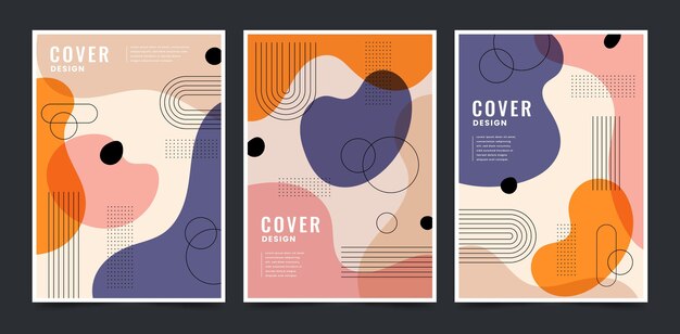 Colección de portadas de arte abstracto plano
