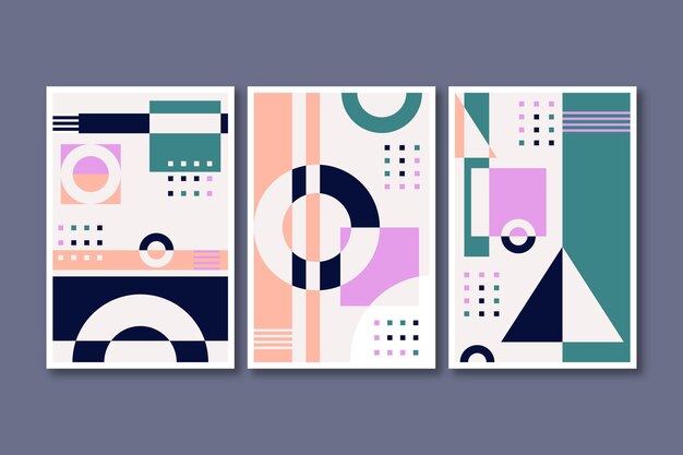 Colección de portadas de arte abstracto plano