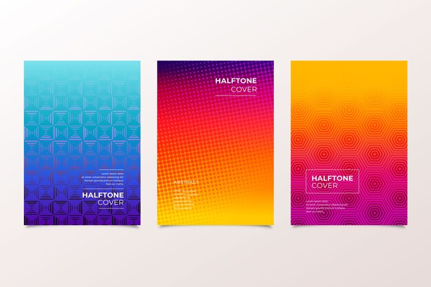 Colección de portadas de colores cálidos y fríos de semitono
