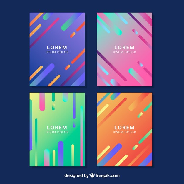 Colección de portadas con colores y líneas